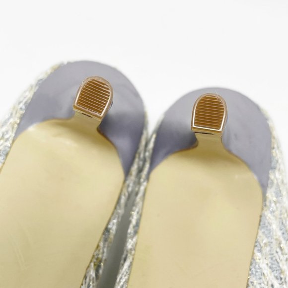 Enzo Angiolini Womens Silver Textile Upper Stiletto Peep toe Slip on Pump 7.5 - Picture 11 of 13